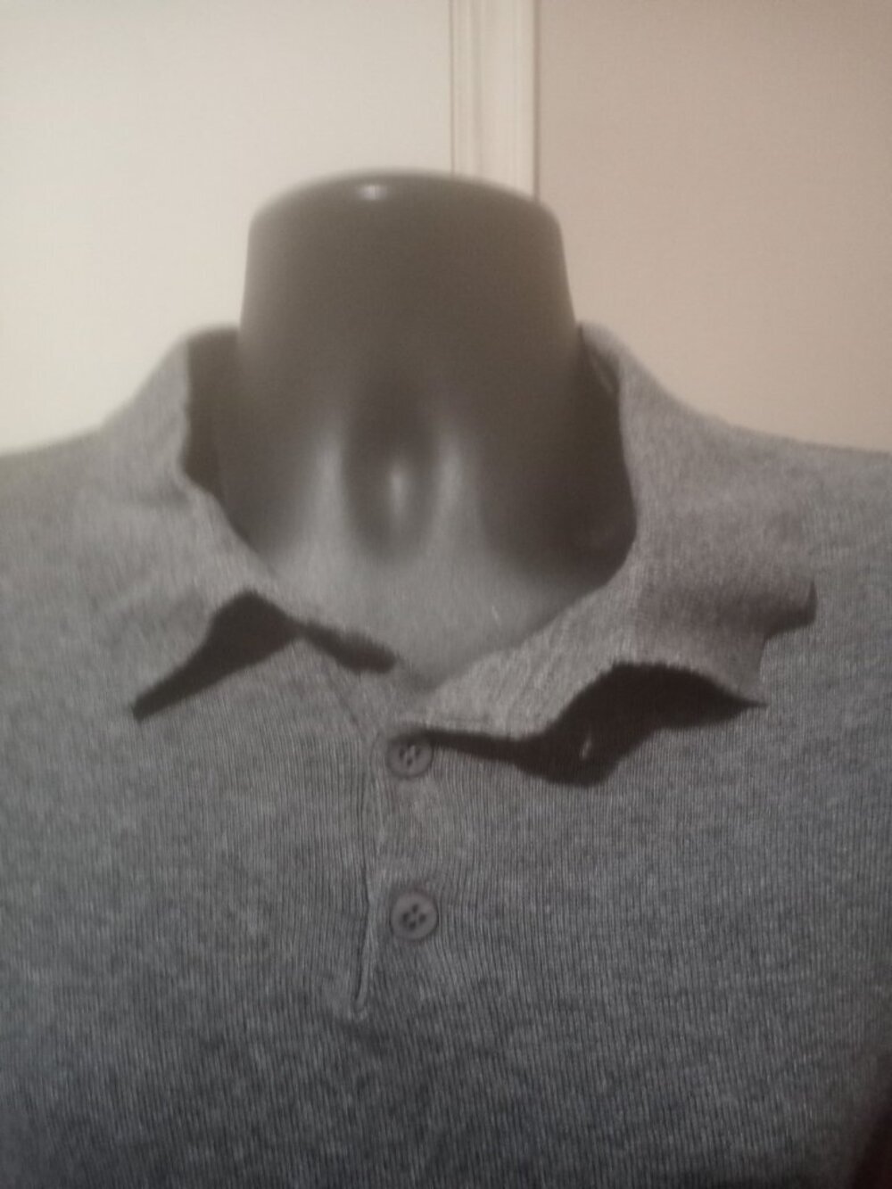 New NWT Structure Mens Slim Fit Polo Shirt Size Large L Gray Collar Short Sleeve - Picture 5 of 12